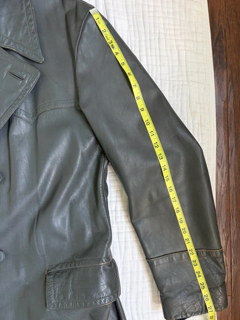 Rare German Leather Convertible Motorcycle Trench Coat WWII Era? Astor Hardware